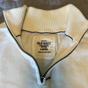 Mens L White Quarter Zip Cotton Old Navy Sweater